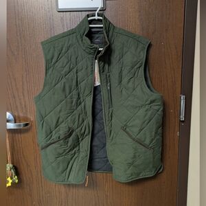 J.Crew Mens Sussex Quilted Vest Large Olive Green Zip Up PrimaLoft NWT